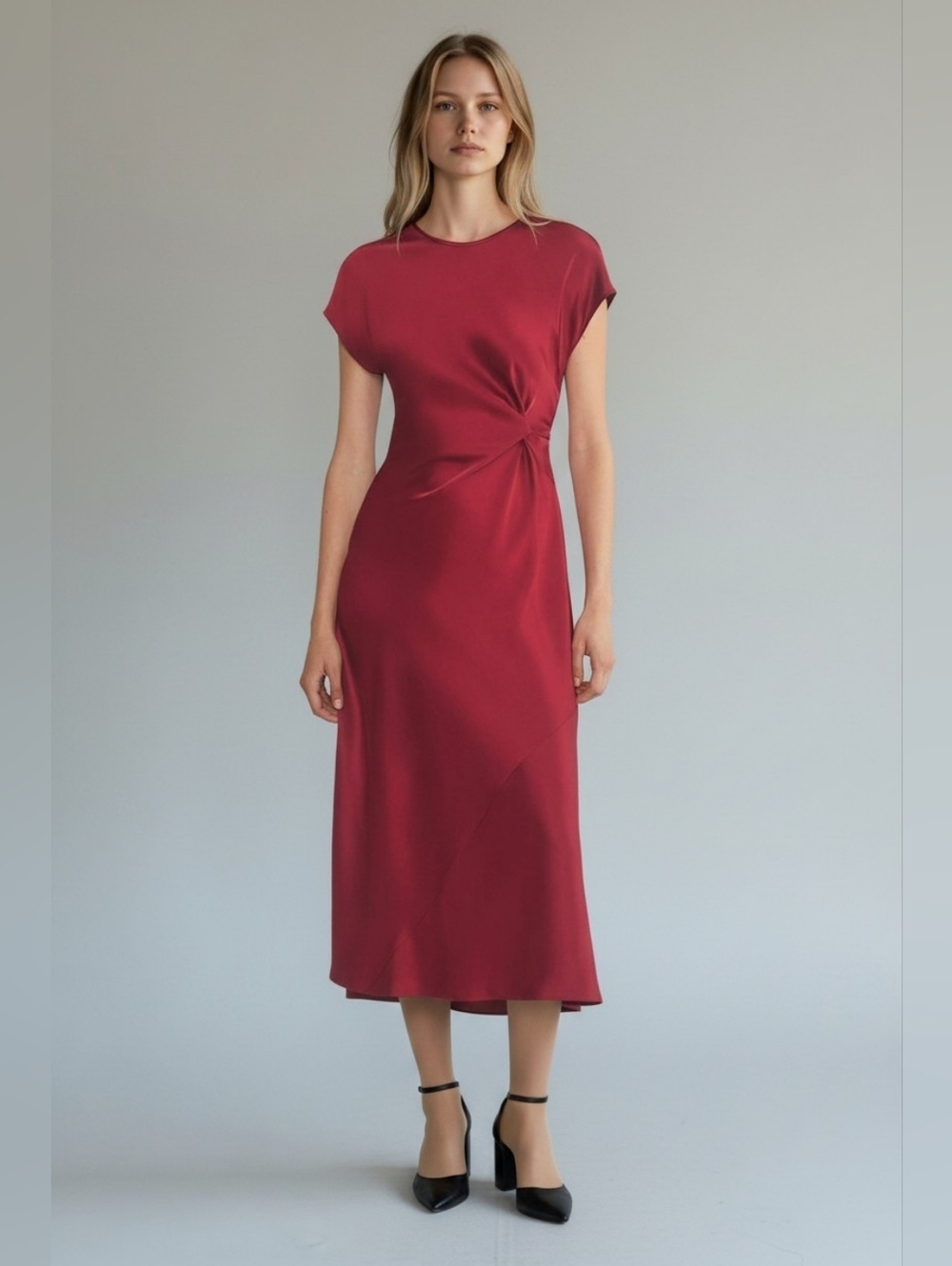 NWT $168 ARITZIA Wilfred Nicolette Sarin Dress Ruby Red Small - Picture 2 of 6